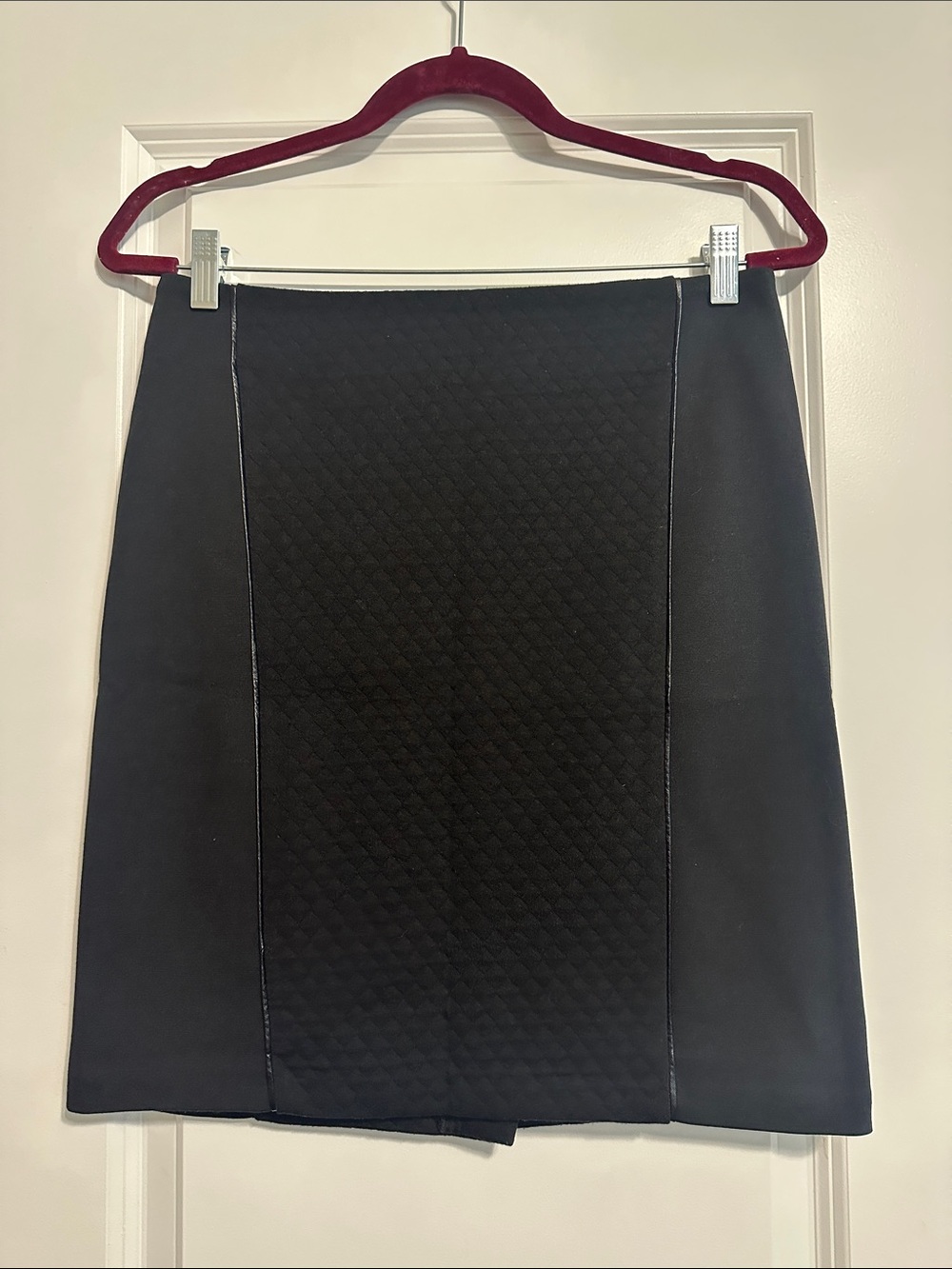 Laundry By Shelli Segal Black Quilted-Center Pencil Skirt